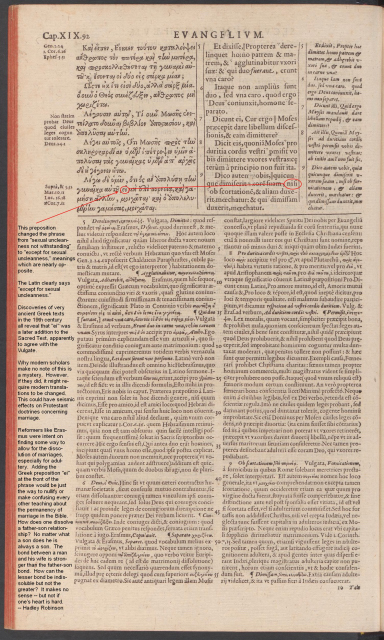 Greek New Testament 1598 AD of Theodore Beza Matt. 19:9